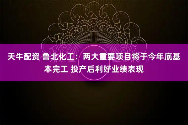 天牛配资 鲁北化工：两大重要项目将于今年底基本完工 投产后利好业绩表现